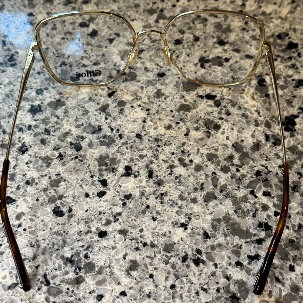 Chloe Gold Geometric Glasses with Double Bridge - Picture 4 of 7